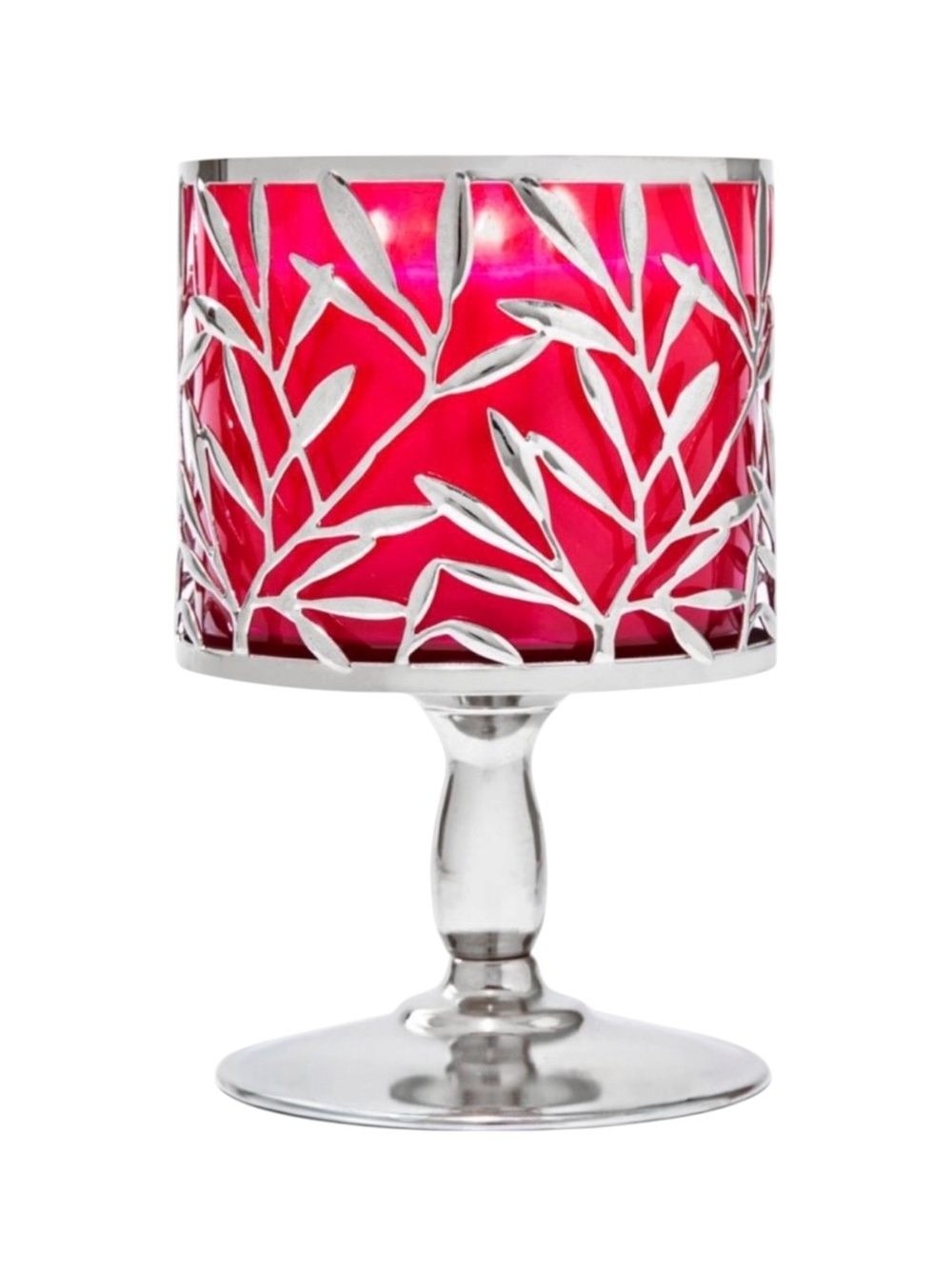 Bath & Body Works Vine Leaf Silver Three Wick Pedestal Candle Holder